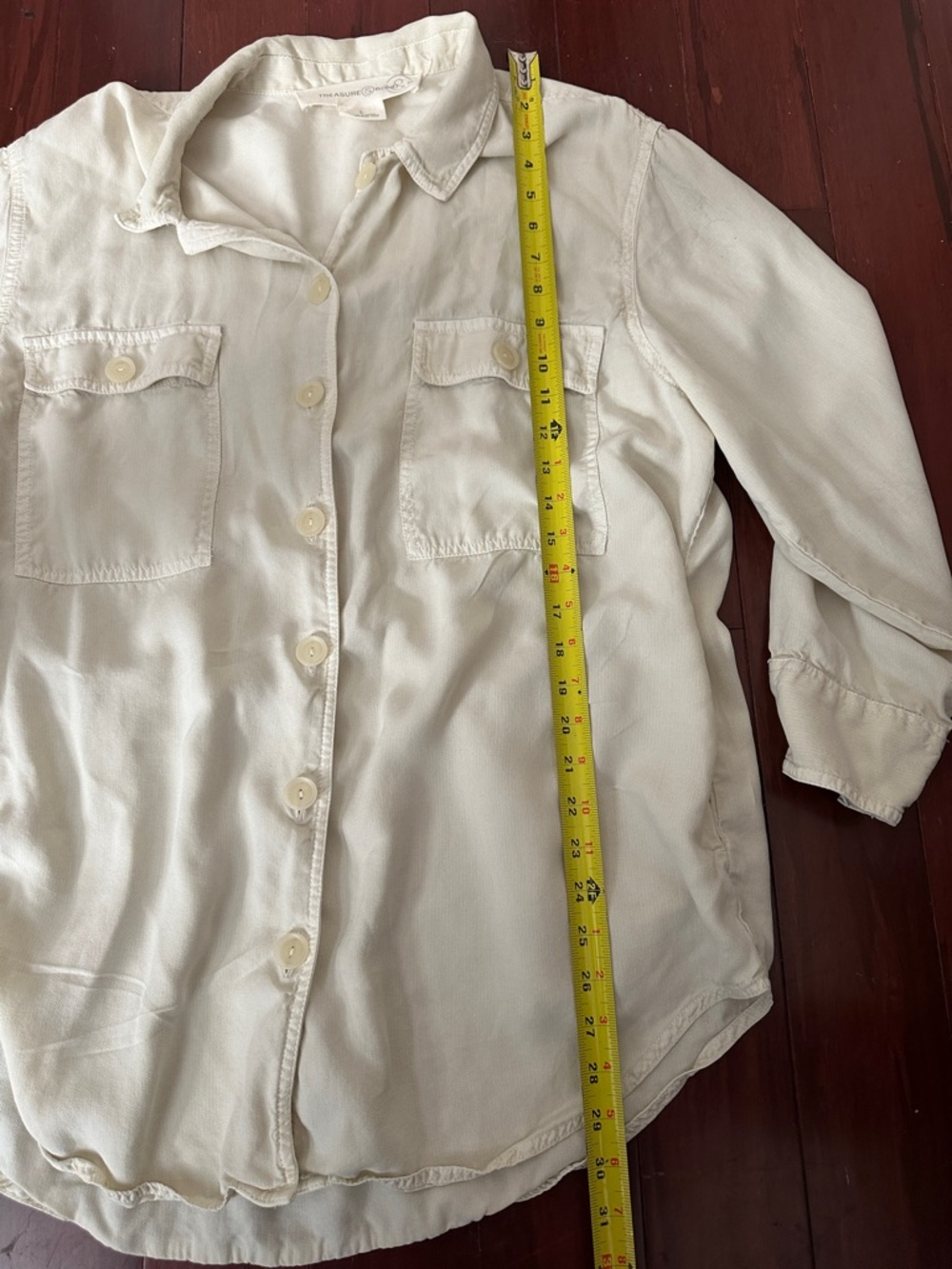 Thread & Supply Off-White Button-Front Utility Shacket Size Large - Picture 12 of 13